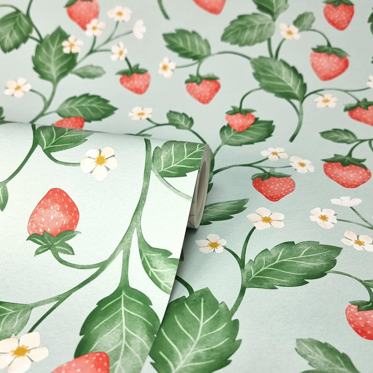 York Maxine Seafoam Strawberry Fields Wallpaper