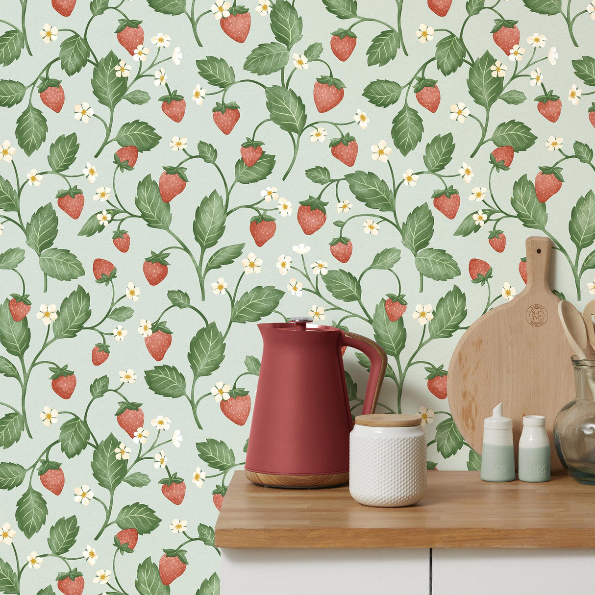 York Maxine Seafoam Strawberry Fields Wallpaper
