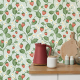 York Maxine Seafoam Strawberry Fields Wallpaper
