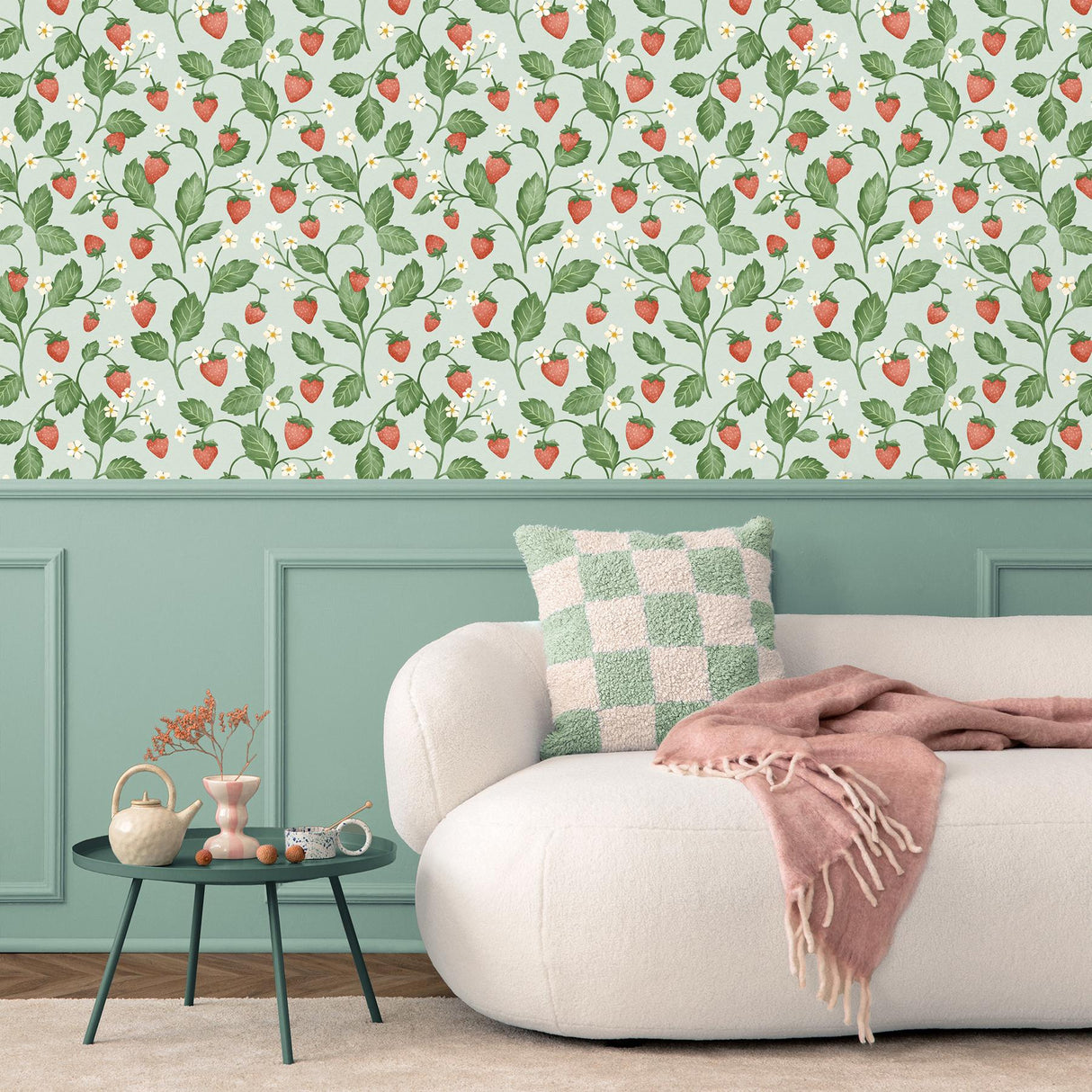 York Maxine Seafoam Strawberry Fields Wallpaper