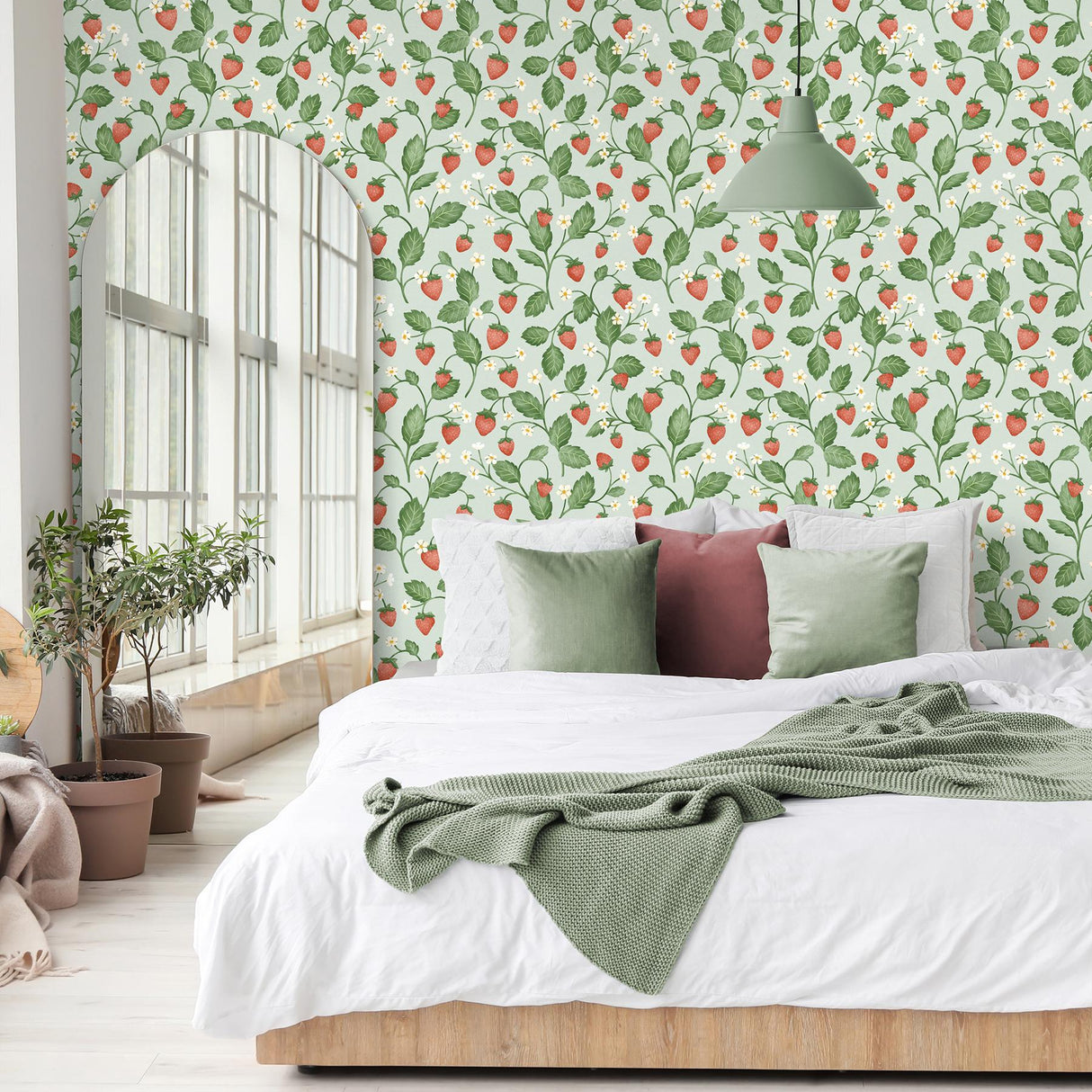 York Maxine Seafoam Strawberry Fields Wallpaper