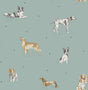 York Delmar Blue Painted Dogs Wallpaper