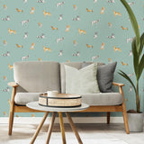 York Delmar Blue Painted Dogs Wallpaper