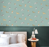 York Delmar Blue Painted Dogs Wallpaper