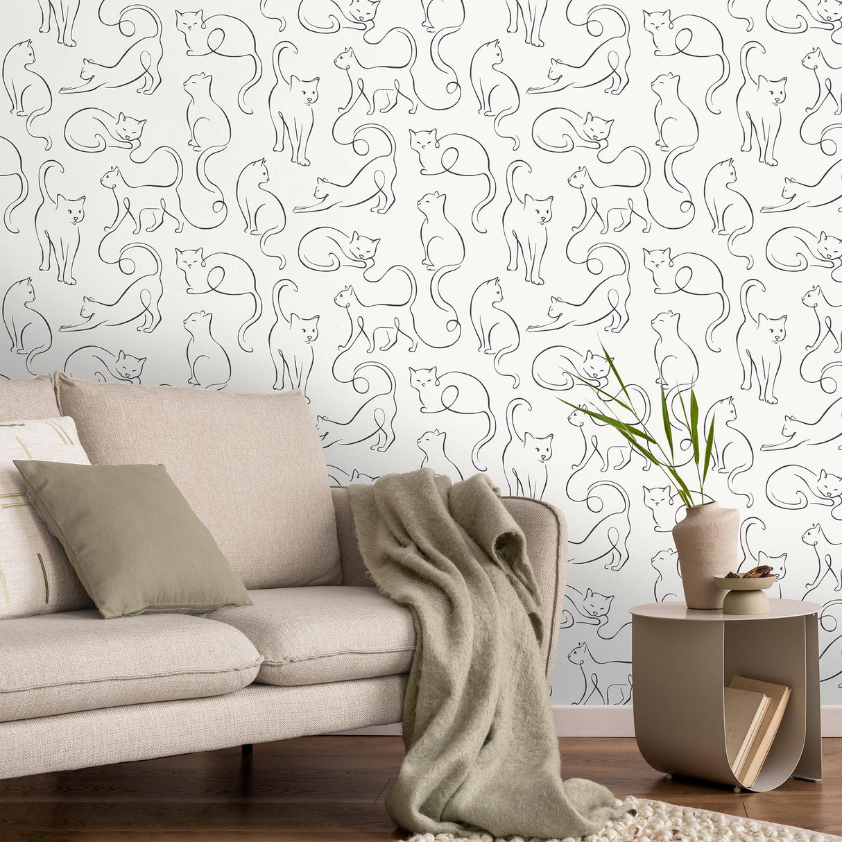 York Clarice Black Cat Sketches Wallpaper