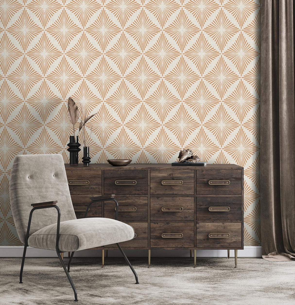 York Denver Rust Starburst Wallpaper