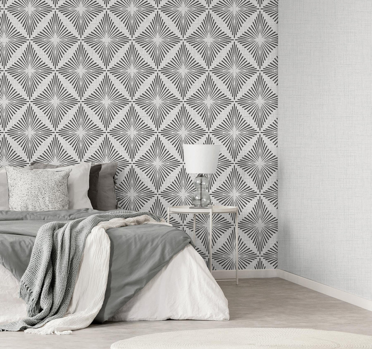 York Denver Dark Grey Starburst Wallpaper