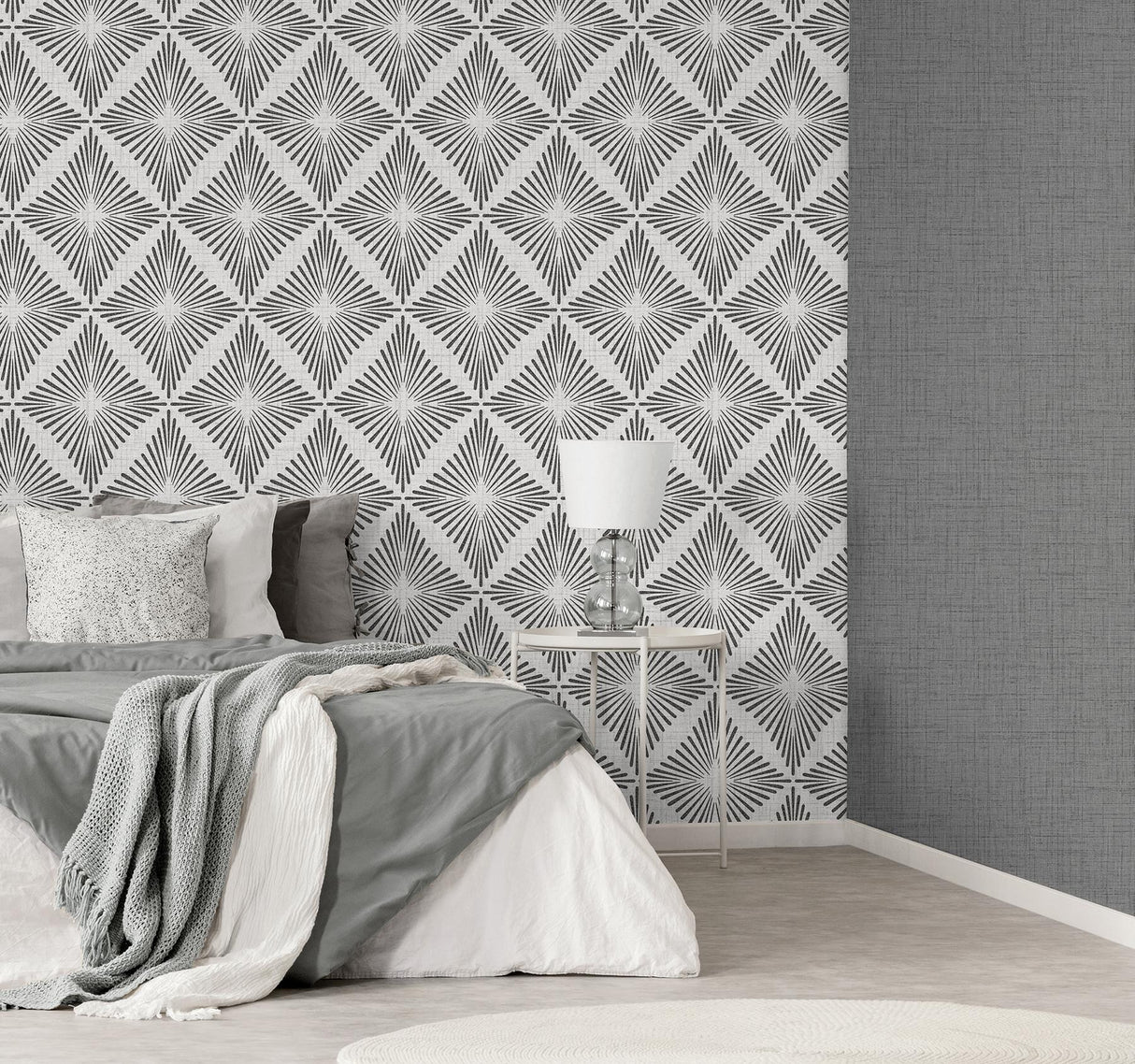 York Denver Dark Grey Starburst Wallpaper