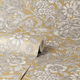 York Hedgerow Honey Floral Trails Wallpaper