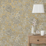 York Hedgerow Honey Floral Trails Wallpaper