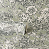York Hedgerow Green Floral Trails Wallpaper