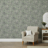York Hedgerow Green Floral Trails Wallpaper