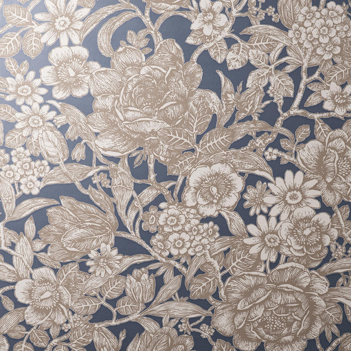 York Hedgerow Navy Floral Trails Wallpaper