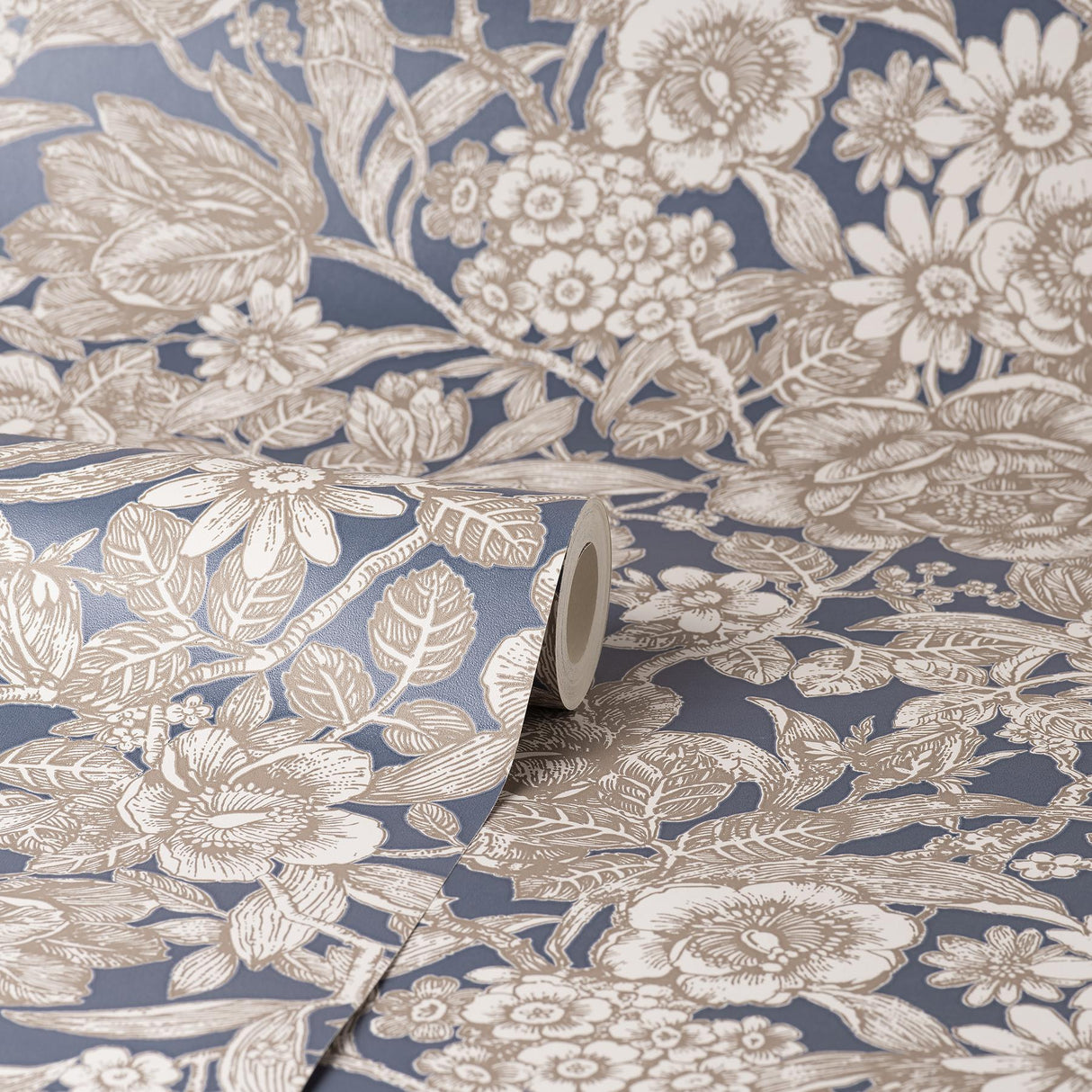 York Hedgerow Navy Floral Trails Wallpaper