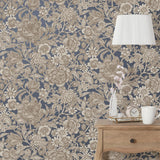 York Hedgerow Navy Floral Trails Wallpaper