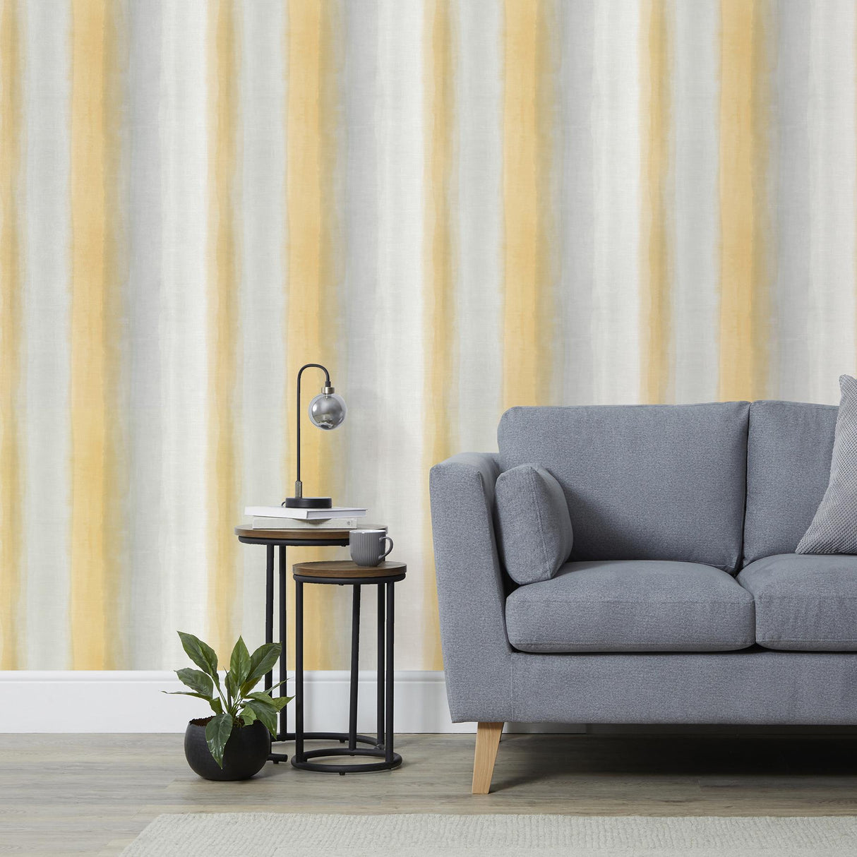 York Freya Yellow Washed Stripe Wallpaper