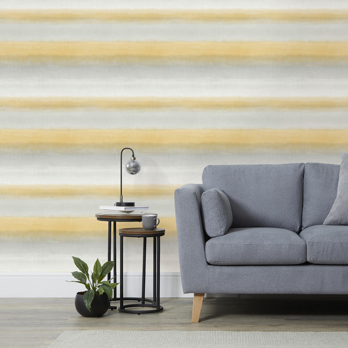 York Freya Yellow Washed Stripe Wallpaper
