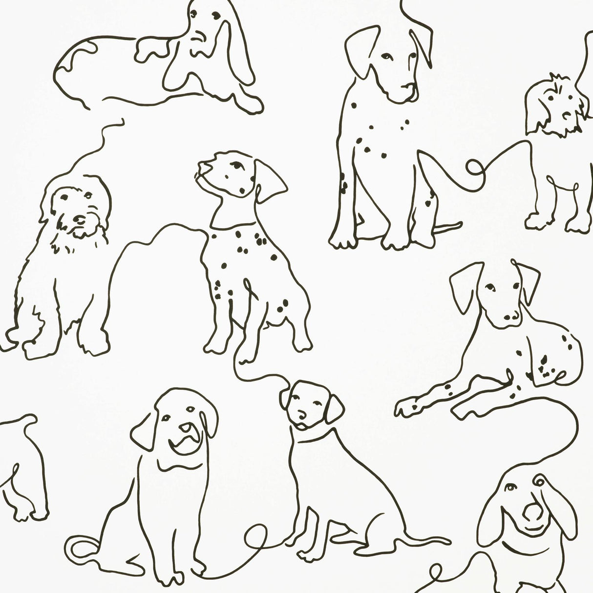 York Ansel Black Dog Sketches Wallpaper