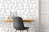 York Ansel Black Dog Sketches Wallpaper