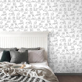 York Ansel Black Dog Sketches Wallpaper