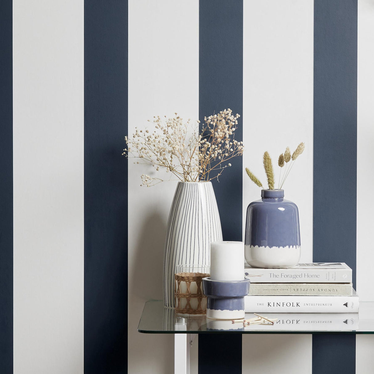 York Tiago Blue Stripe Wallpaper