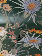 York Calista Dark Green Tropical Floral Wallpaper