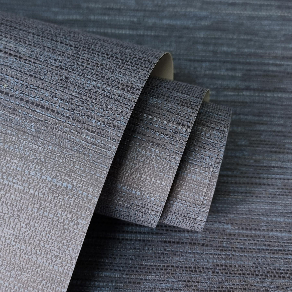 York Miya Dark Blue Faux Grasscloth Wallpaper