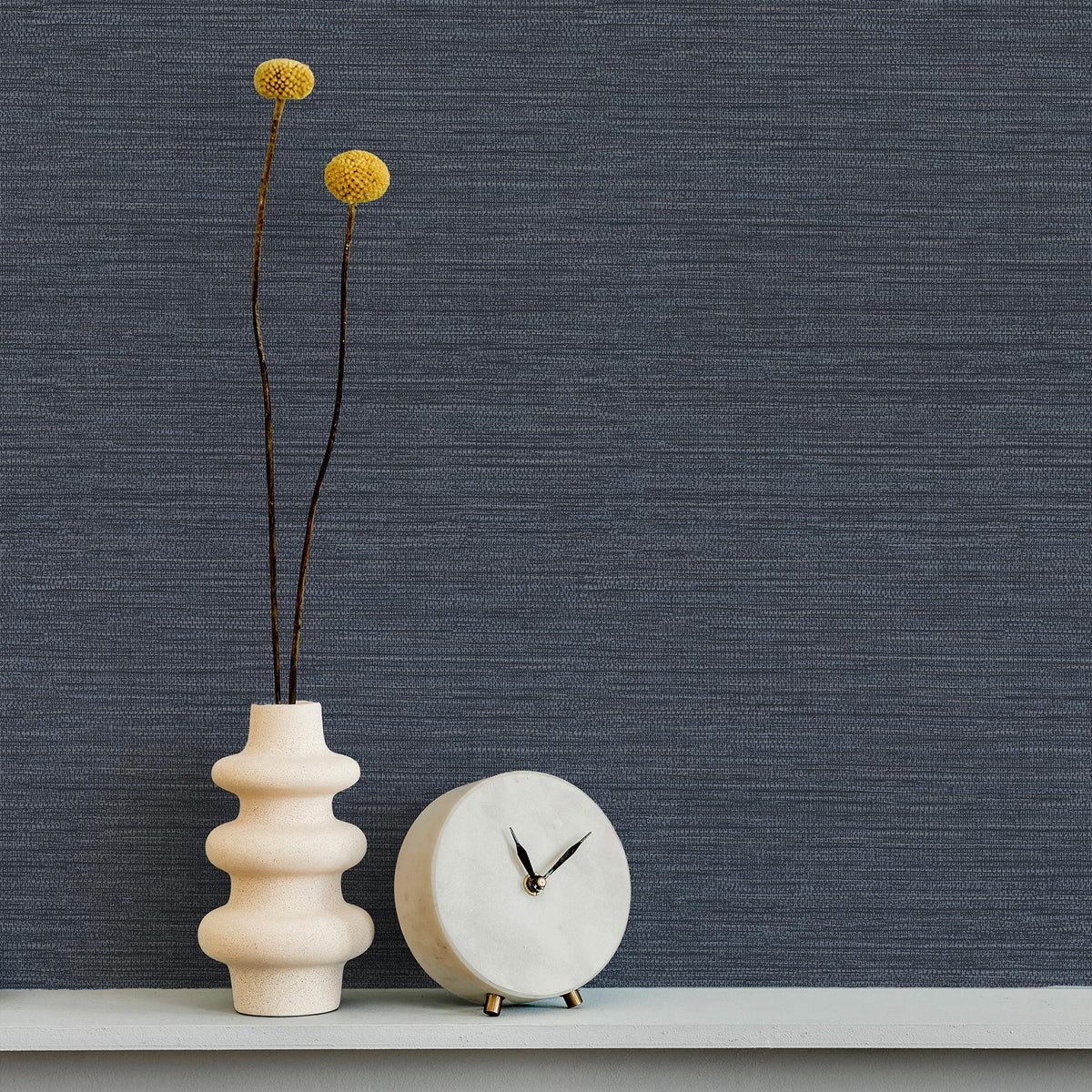 York Miya Dark Blue Faux Grasscloth Wallpaper