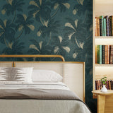York Jones Teal Palm Tree Wallpaper