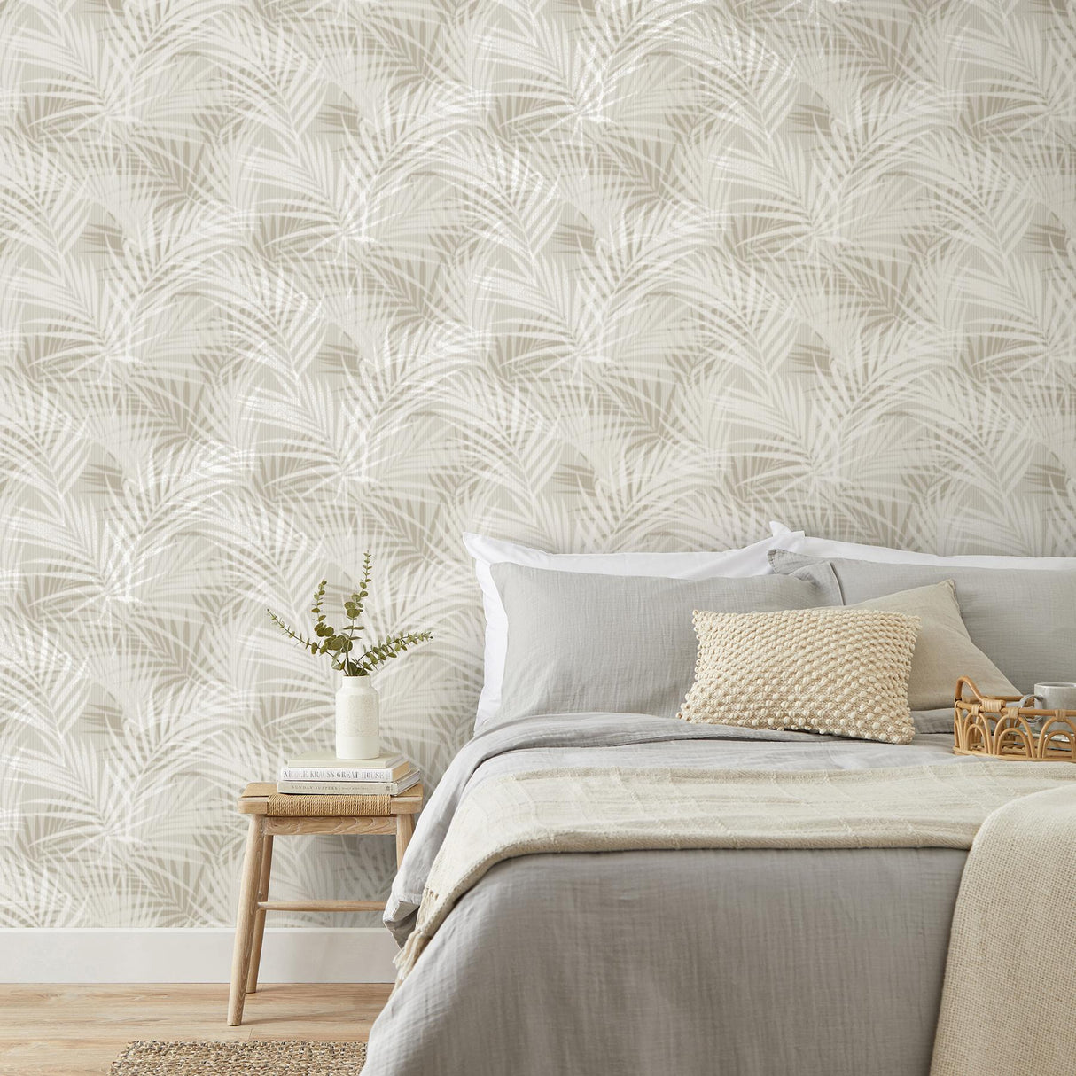 York Frida Neutral Textured Palm Wallpaper