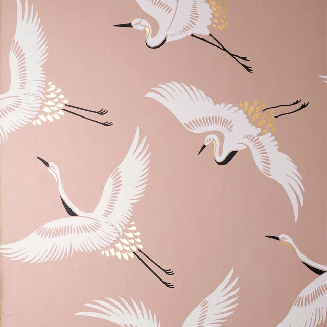 York Cosette Blush Cranes Wallpaper