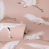 York Cosette Blush Cranes Wallpaper
