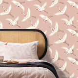 York Cosette Blush Cranes Wallpaper