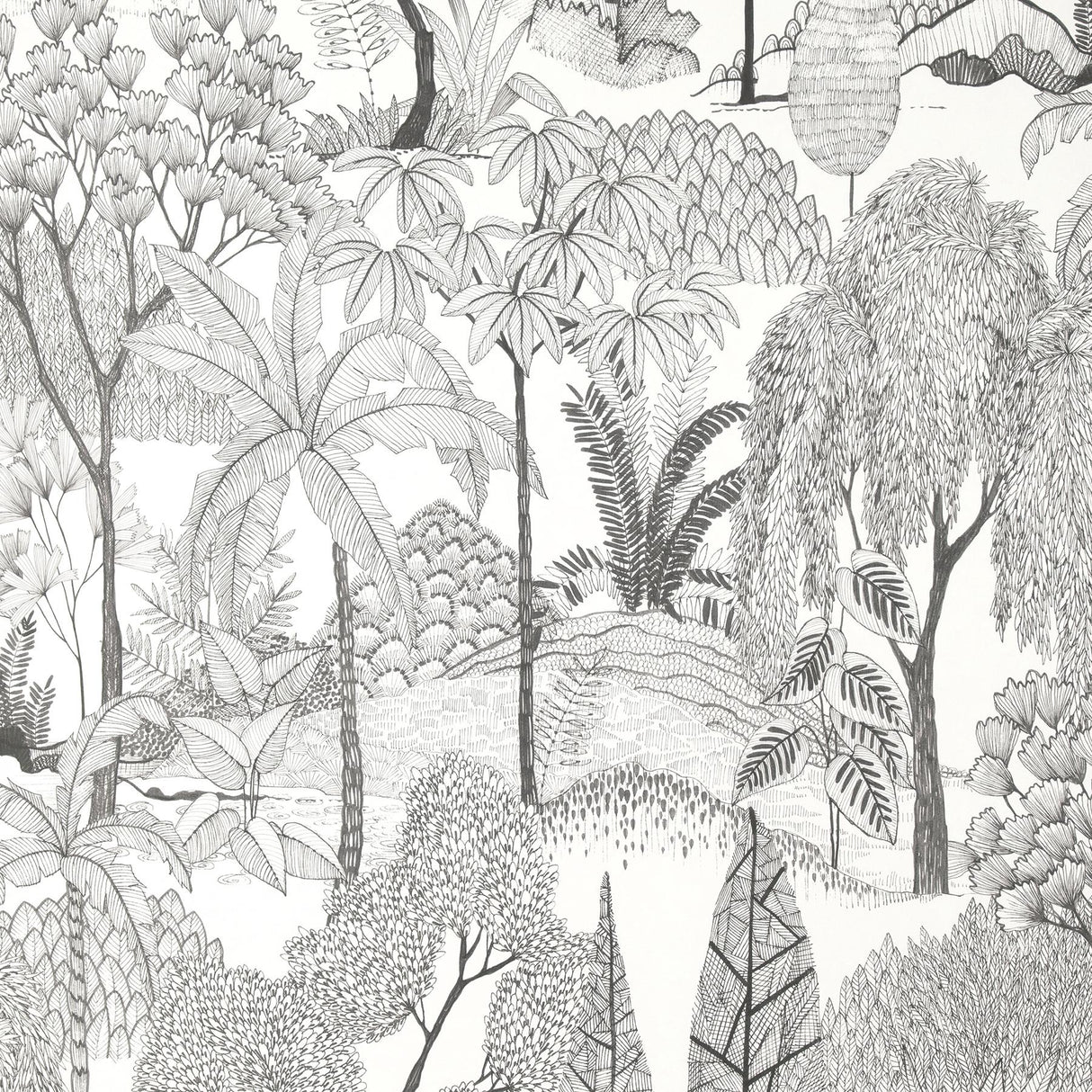 York Lilou White Tropical Island Wallpaper