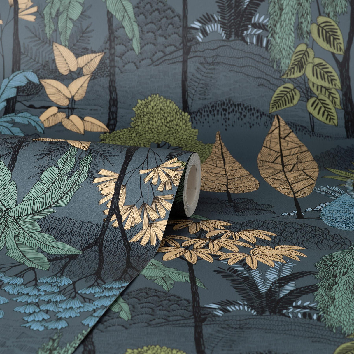 York Lilou Navy Tropical Island Wallpaper