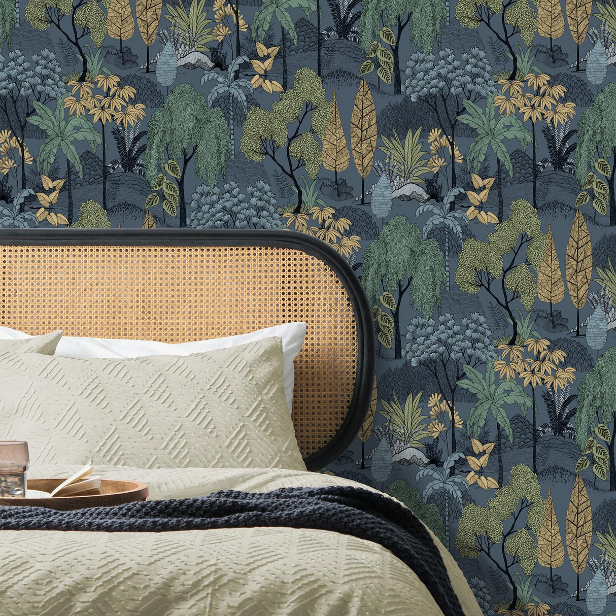 York Lilou Navy Tropical Island Wallpaper