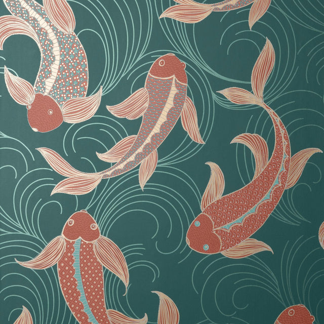 York Dashiell Teal Decorative Fish Wallpaper