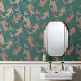York Dashiell Teal Decorative Fish Wallpaper
