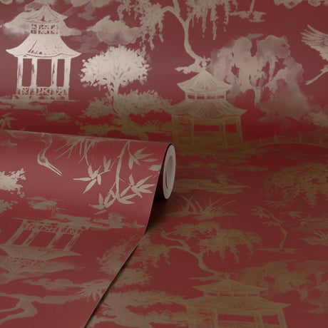 York Nikolai Ruby Chinoiserie Wallpaper