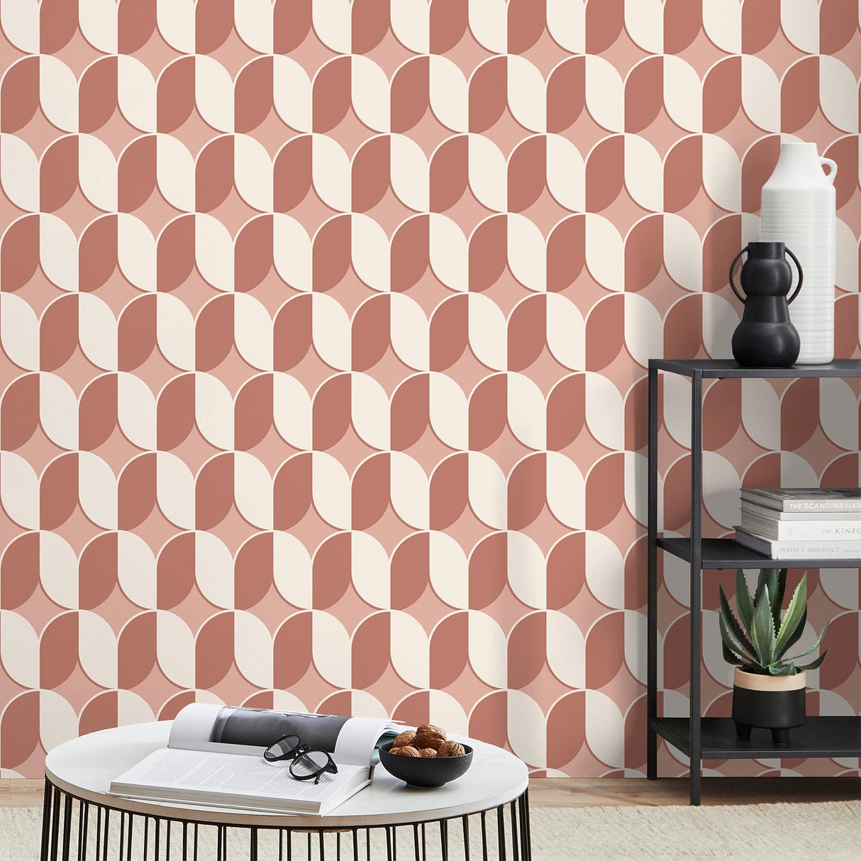 York Lindy Blush Retro Geo Wallpaper