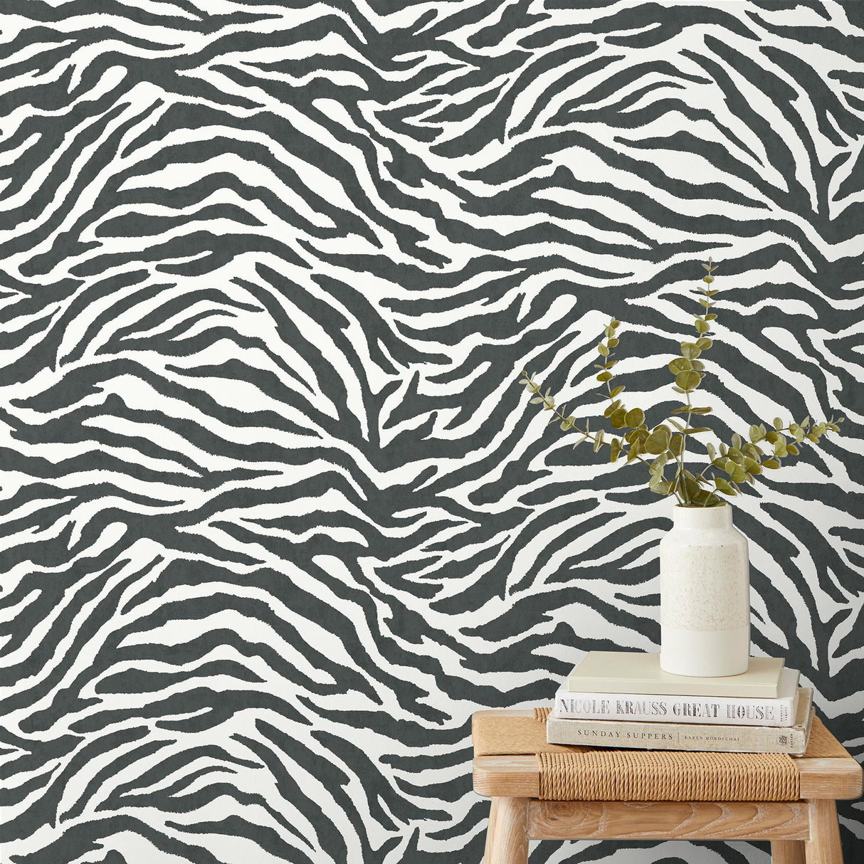 York Shoshana Black Modern Zebra Wallpaper