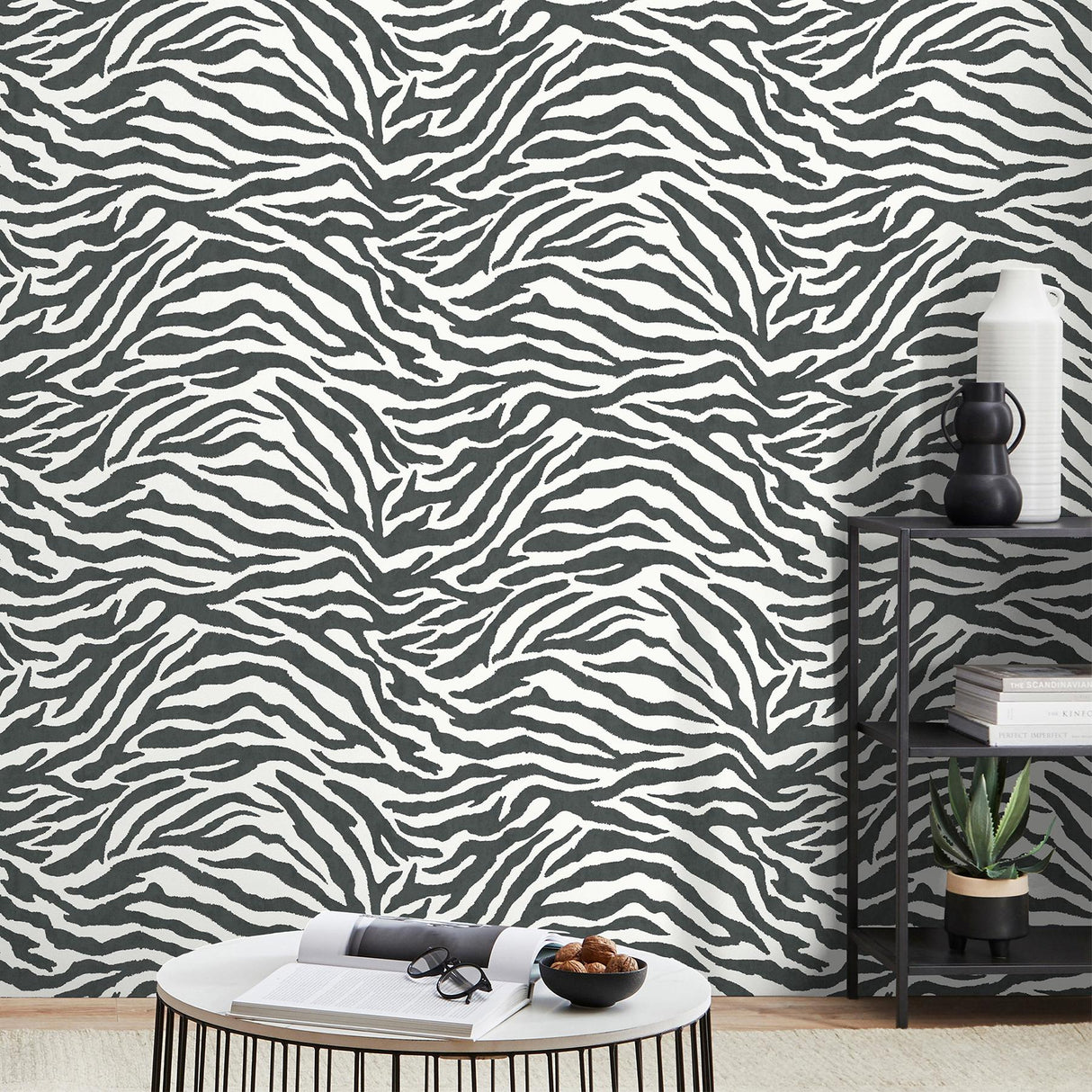York Shoshana Black Modern Zebra Wallpaper