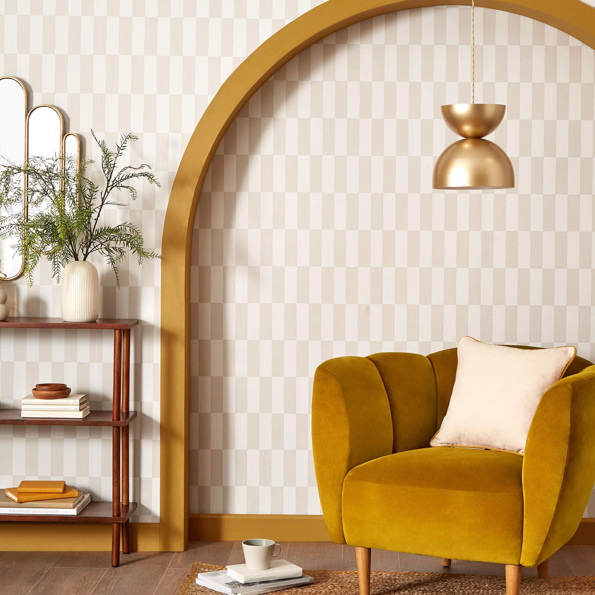 York Weston Neutral Modern Checkerboard Wallpaper
