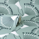 York Wilder Light Blue Fanning Flower Wallpaper