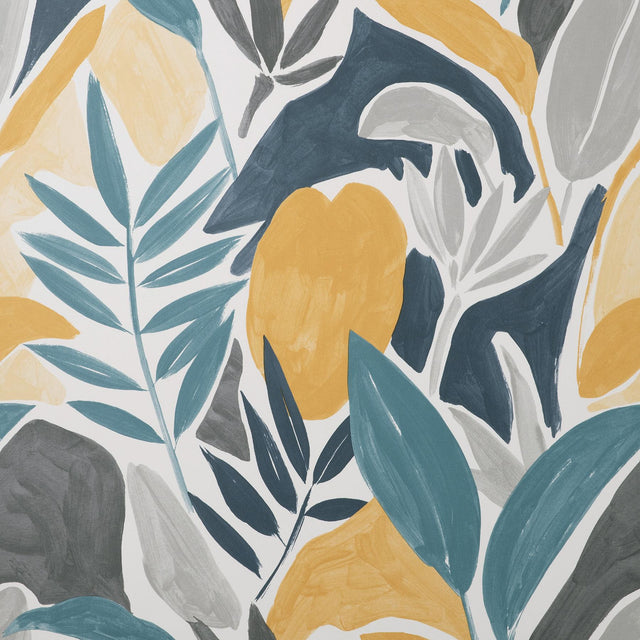 York Marisol Yellow Artistic Leaf Wallpaper