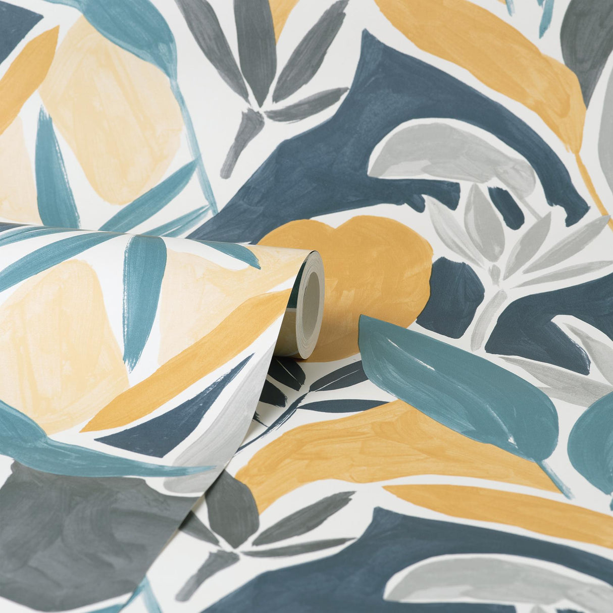 York Marisol Yellow Artistic Leaf Wallpaper
