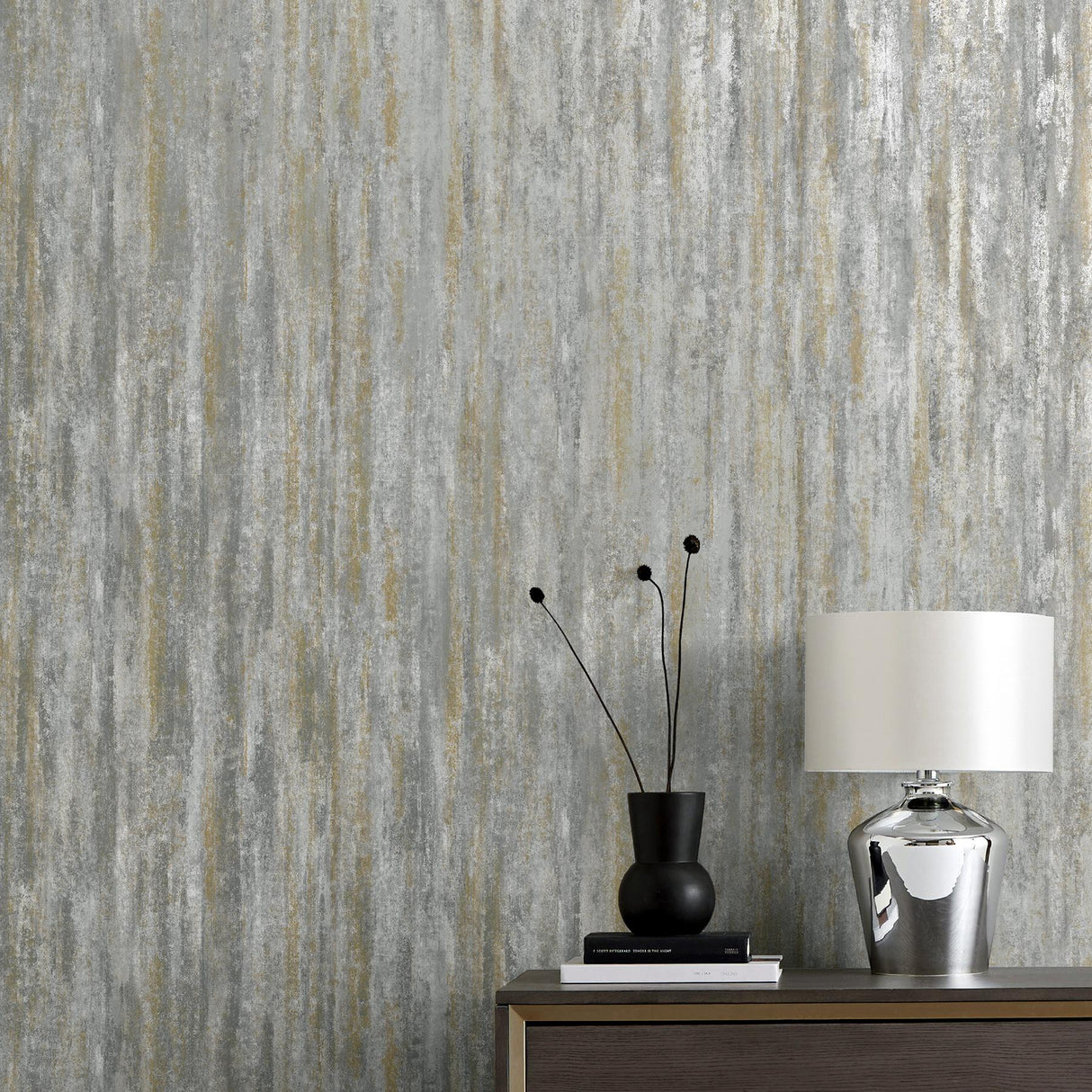 York Belen Grey Textured Stripe Wallpaper