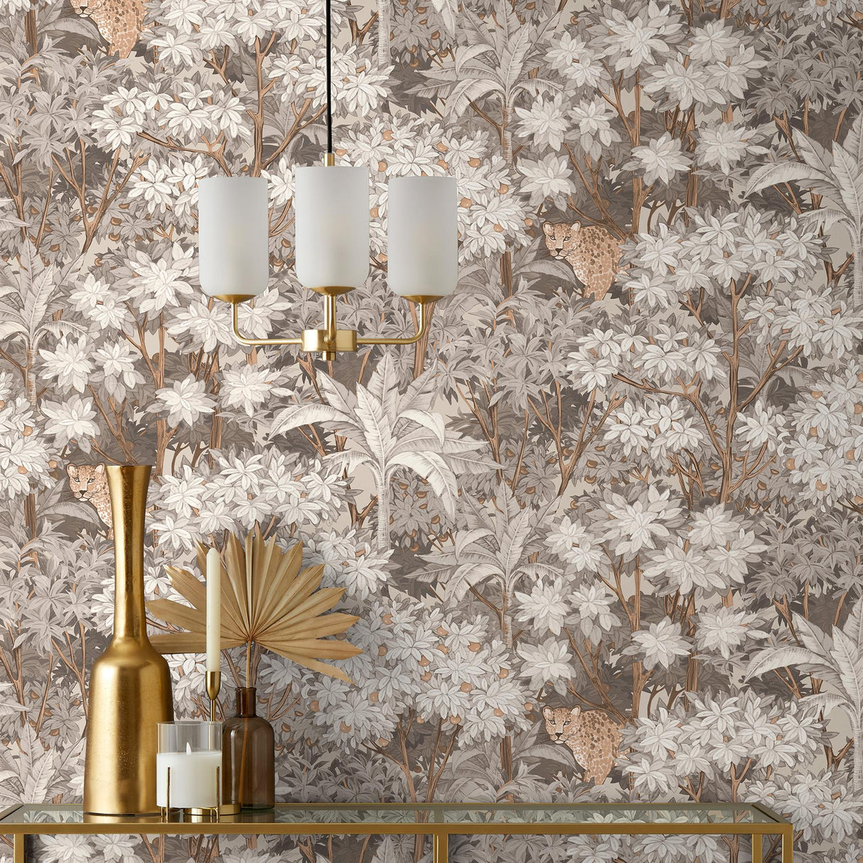 York Kamali Neutral Leopard Trees Wallpaper