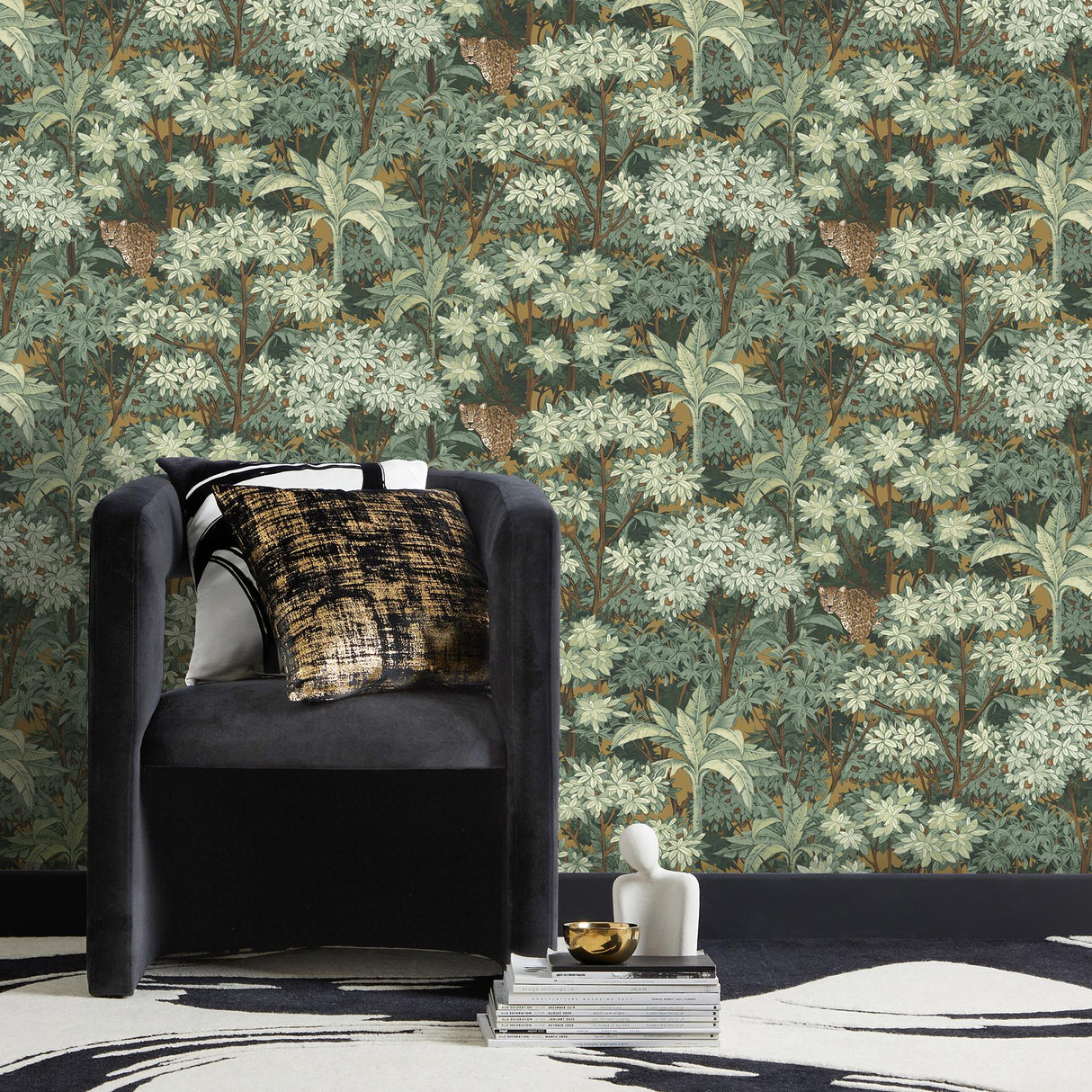York Kamali Moss Leopard Trees Wallpaper