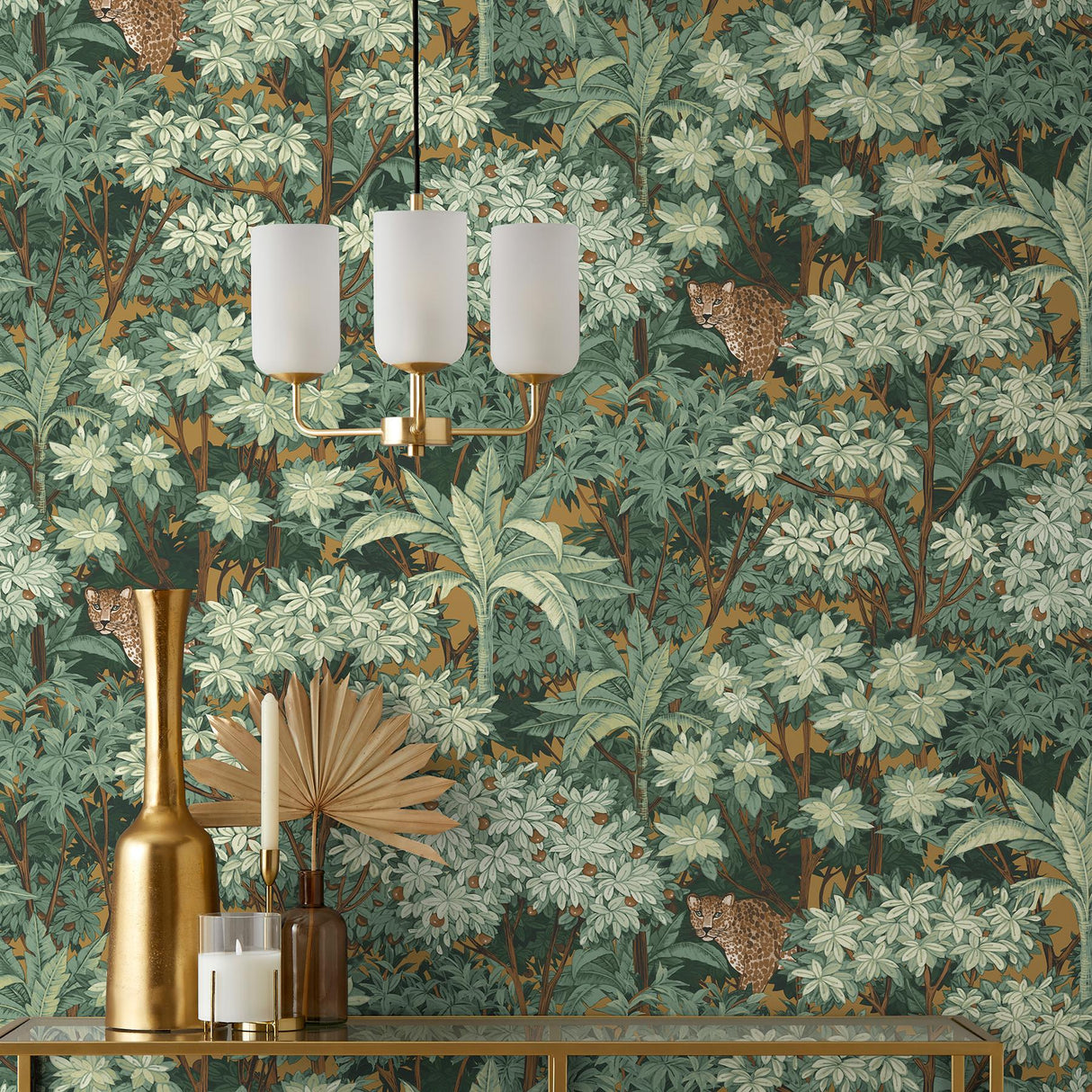 York Kamali Moss Leopard Trees Wallpaper